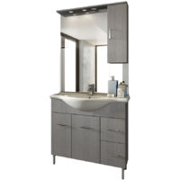 Mobile bagno venice larice grigio cm 85 con lavabo e specchio