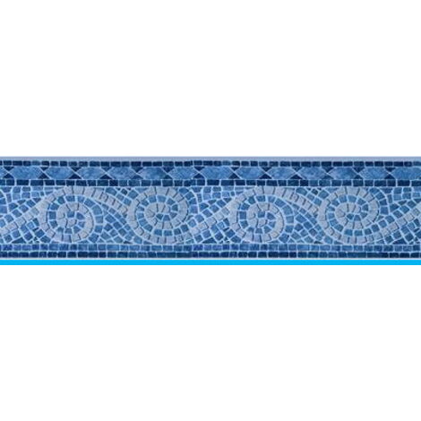 Liner piscine 75/100 bleu foncé frise Carthage 6.10 x 3.70 m – Épaisseur 0.75 mm – Système d'accrochage U inversé – Étanchéité parfaite – Piscineo