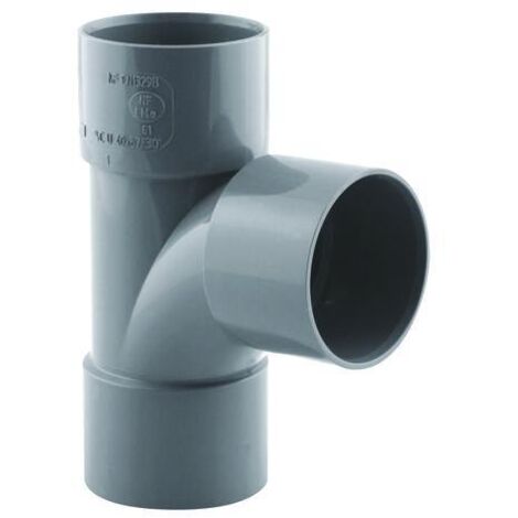 Somatherm – Té PVC droit triple femelle Ø40 – Raccord évacuation 87° – Résistance chimique – Installation facile avec colle PVC