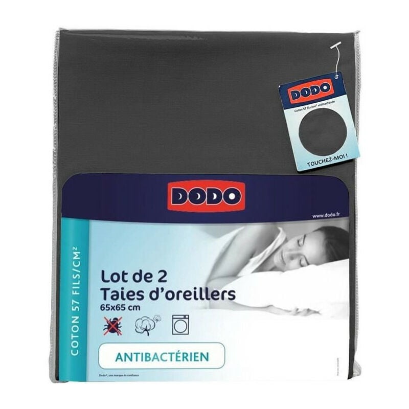 Lot de 2 taies d'oreiller carrées DODO - 65x65 cm - Blanc - Fabriqué en  France