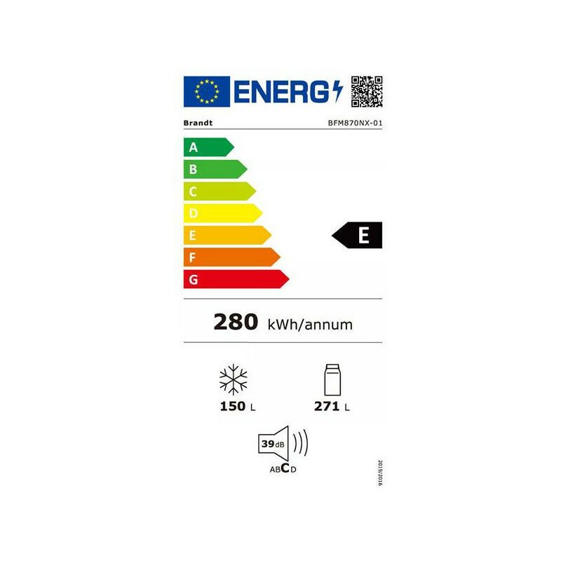 Réfrigérateur multiportes No frost 421L Inox - BRANDT - BFM870NX 