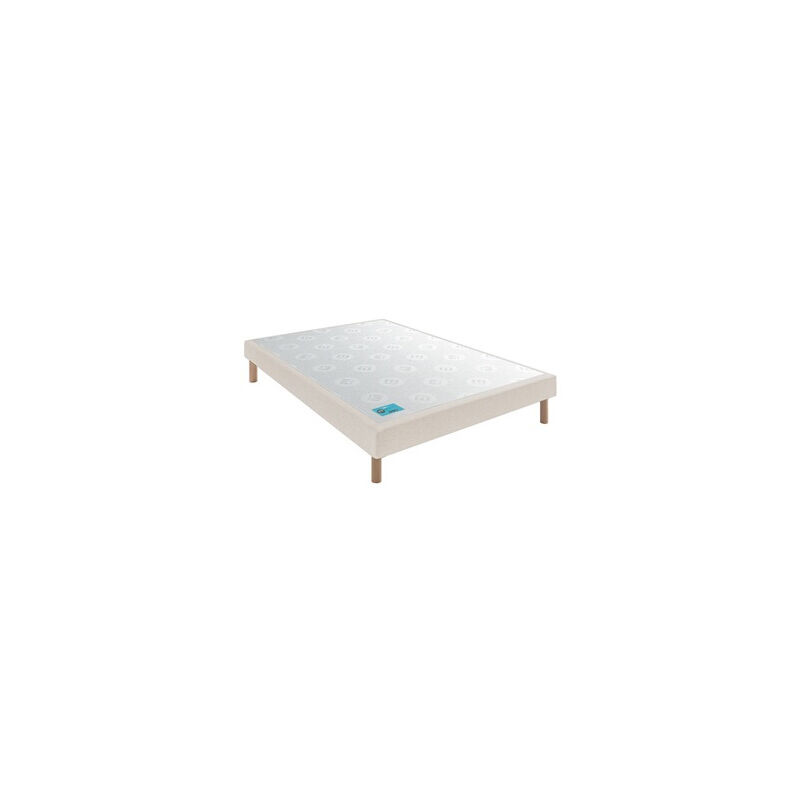 Sommier Tapissier Doudou Blanc 160x200 Cm - Fabrication Française - Livré Avec Pieds Inclus