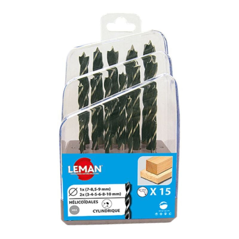 Coffret LEMAN 15 forets hélicoidaux bois