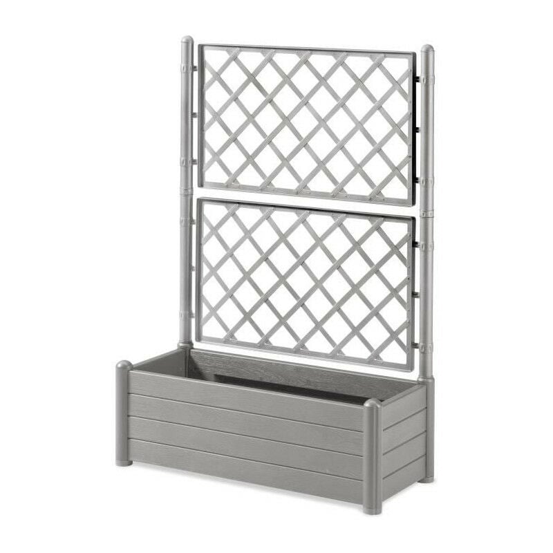STEFANPLAST - Bac a fleur Italia - rectangulaire avec treillis stone gris