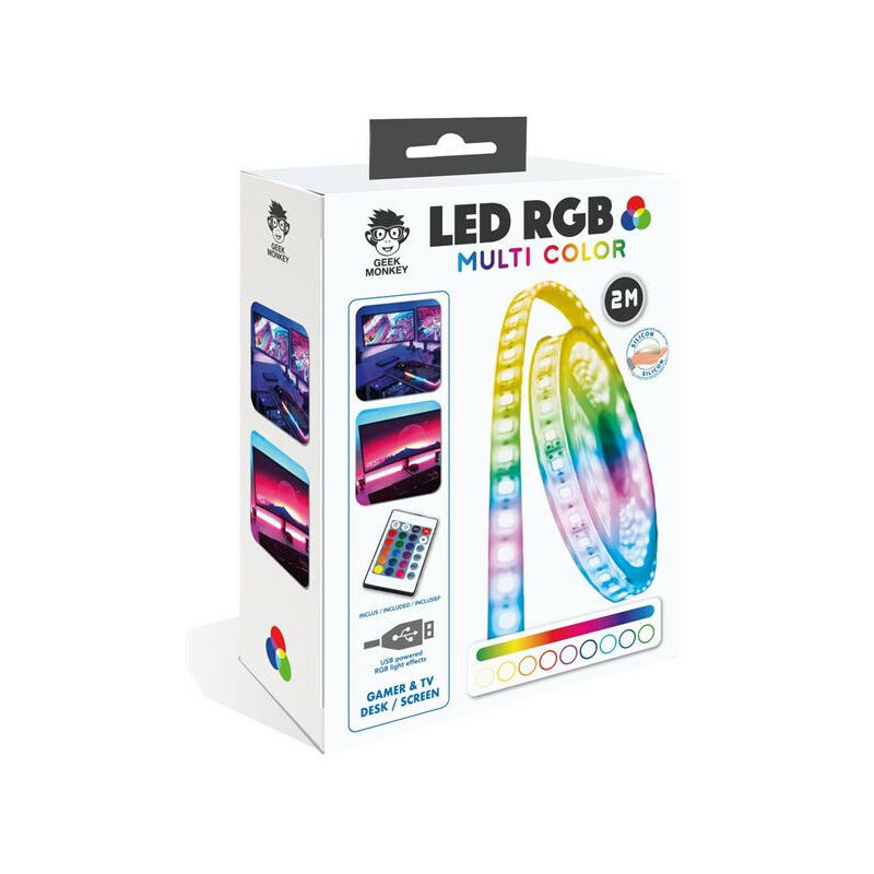Ruban LED, Ruban LED 2M Bande LED 5050 RGB IP20 tanche LEDs