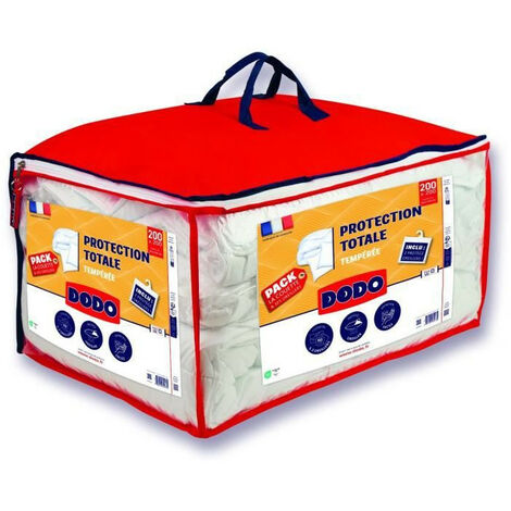Dodo – Couette 220x240 cm – Enveloppe 100% polyester – Garnissage 300g/m² – Taie d'oreiller et protège-oreiller inclus