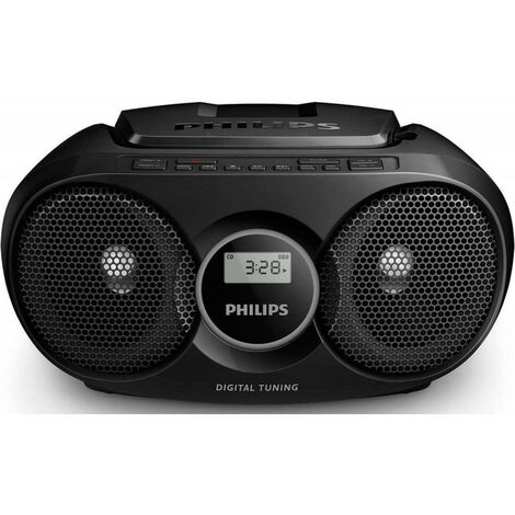 Philips – Radio K7 CD numérique avec tuner FM – Amplification dynamique des basses – Entrée audio 3.5 mm – Compatible CD, CD-R, CD-RW – Noir