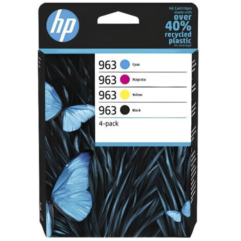 HP 963 Pack de 4 cartouches dencre noire, cyan, jaune et magenta authentiques 6ZC70AE pour HP OfficeJet Pro 9010 / 9020 series (1/8)