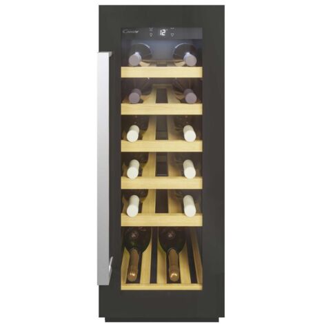 Candy – Cave à vin encastrable 58L 20 bouteilles – Dimensions 81.3 x 29.5 x 56.2 cm – Mono-température – Éclairage LED – Porte vitrée