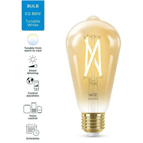 WiZ ampoule LED Connectée Vintage Globe E27, Nuances de Blanc, équivalent  50W, 640 lumen, fonctionne avec Alexa, Google Assistant et Apple HomeKit