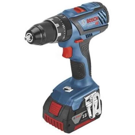 Bosch Professional – Perceuse-visseuse sans fil 18V avec 2 batteries 4.0Ah – Moteur Brushless – Couple 63Nm pour perçage béton – Coffret L-BOXX inclus - 18V-28