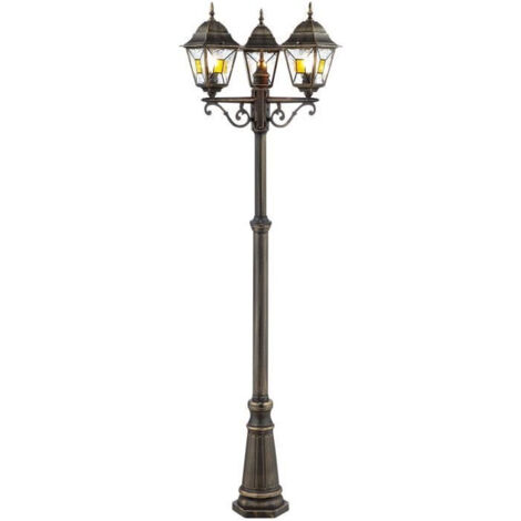 Lampadaire extérieur JANEL - BRILLIANT - noir doré - métal/verre - 3x60W - IP44 (1/2)