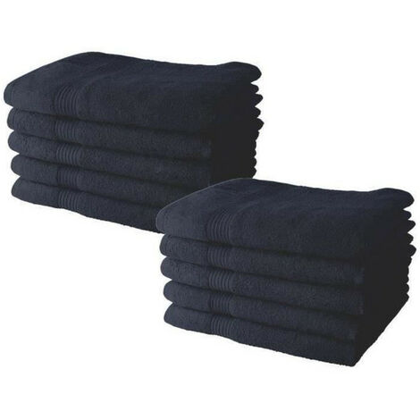 Lot de 10 Serviettes de Toilette - TODAY - 50 x 90 cm - 100% Coton - Navy