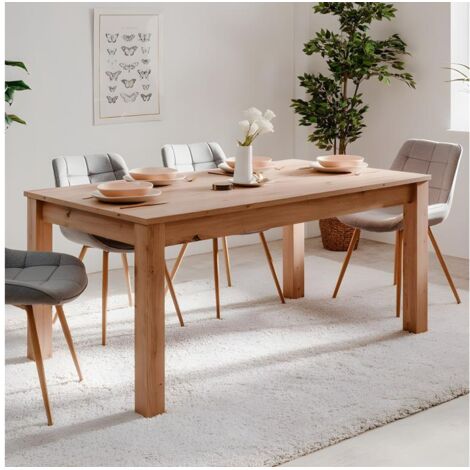 Les Tendances – Table à manger extensible rectangulaire 160-215 cm – 10 places – Plateau en bois 22 mm – Style maison de campagne – Fabriqué en Europe