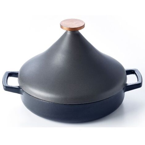 Tajine en fonte Beka Nori Ø 28 cm 3 L noir, couvercle céramique conique bronze (1/5)