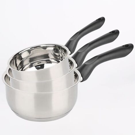 Batterie de cuisine induction 3 pièces – Acier inoxydable 16/18/20 cm – Compatible tous feux – Casseroles professionnelles gris – Baumalu (1/3)