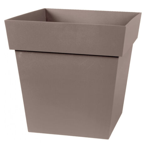 EDA – Pot de fleur carré 32 x 32 x H 32 cm – 22 L – Polypropylène résistant au gel – Usage intérieur et extérieur – Zone de rétention d'eau (1/3)