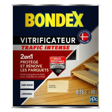 Bondex – Vitrificateur pour parquet satin 0,75L incolore – Haute résistance aux chocs et rayures – Application facile en intérieur