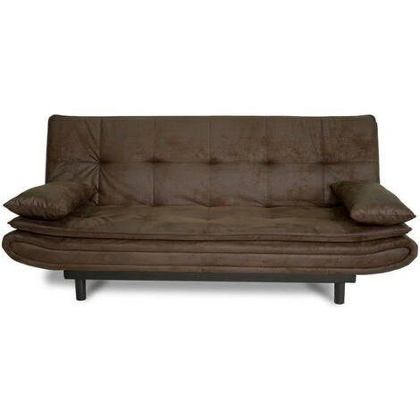 Banquette clic-clac DARIUS - Tissu Marron - L 194 x P 121 x H 83 cm - Fabriqué en Ukraine (1/5)