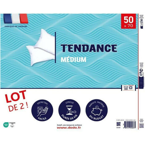 Lot de 2 oreillers Tendance 50x70 cm- 100% Polyester - DODO