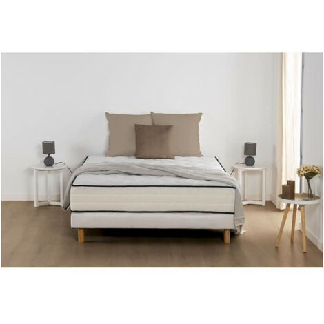 Ensemble matelas 160x200 cm avec 660 ressorts ensachés – 7 zones de confort – Épaisseur 19 cm – Sommier tapissier 12 cm avec 11 lattes fixes – Deko Dream