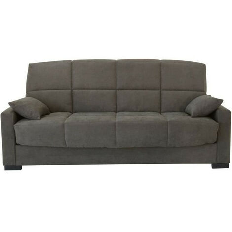 Canapé clic clac 3 places - Taupe - Matelas 17 cm - L223 x P96 x H 103 cm - MEGAN (1/5)