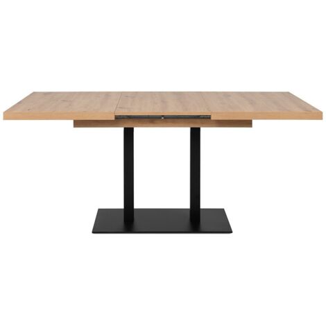 Table extensible 8 à 12 personnes – Mélaminé chêne et noir – Dimensions L160-240 x H75 x P80 cm – Style industriel (1/5)
