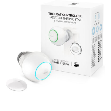 FIBARO Heat Controller Starter Pack Tête de Thermostat avec Sonde de Température, Blanc