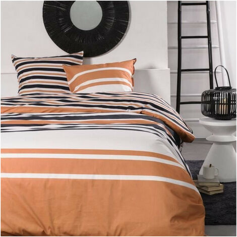 Today Parure de lit 240x200 cm orange noir blanc coton