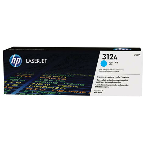 Cartouche de toner HP LaserJet 312A - Cyan (CF381A) - LaserJet - Paquet de 1 - Jusqu'à 2 700 pages ISO/IEC 19798 (1/2)
