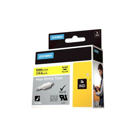 Gaine thermo-rétractable DYMO RhinoPRO noir/jaune 6,0 à 3,2 mm 1,5 m (1/2)