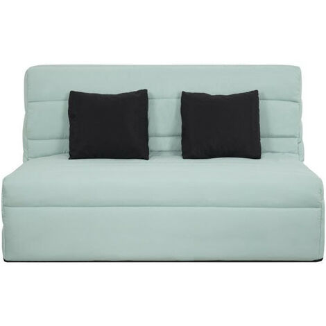 Banquette BZ transformable en lit 188x138 cm – Tissu 100 % polyester vert – Confort optimal avec coussins inclus – Mousse haute densité – Dunlopillo (1/7)