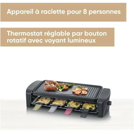 Appareil Raclette 8 Personnes Plancha Electrique Grill Thermostat