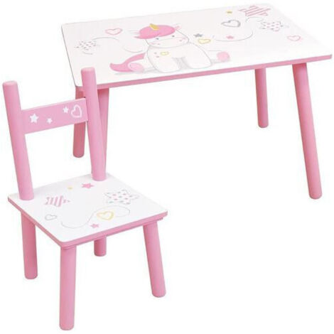 Fun House Licorne ensemble table et chaises rose enfant (1/3)