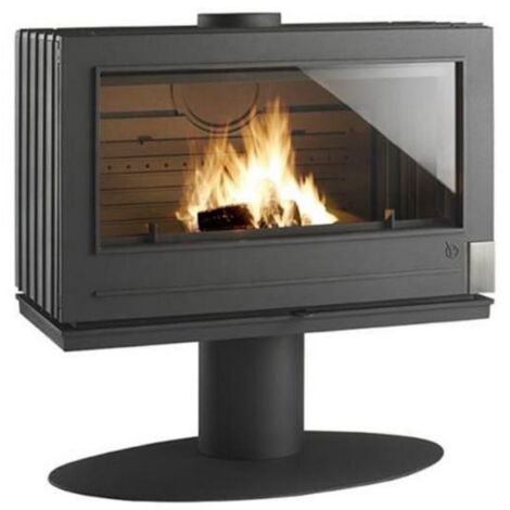 Invicta – Poêle à bois fonte 12kW – Acceptant bûches jusqu'à 80 cm – Rendement 75% – Flamme verte 7 étoiles – Éco Label A – Système vitre propre (1/4)