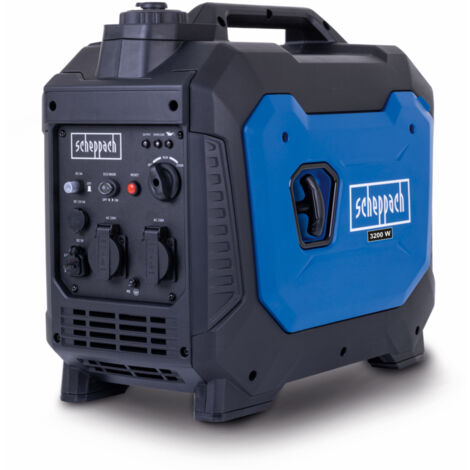 Scheppach Groupe électrogène inverter SG3500i – Moteur à essence 4 temps 230 V – 3500 W – 2x prises de courant alternatif 230 V - Raccordement 12 V – 2x raccordements USB 2,1 A
