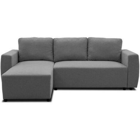 Canapé d'angle convertible réversible 3 a 4 places - PHARELL - Tissu anthracite - Coffre de rangement - L 224 x P 155 x H 71/8 (1/5)