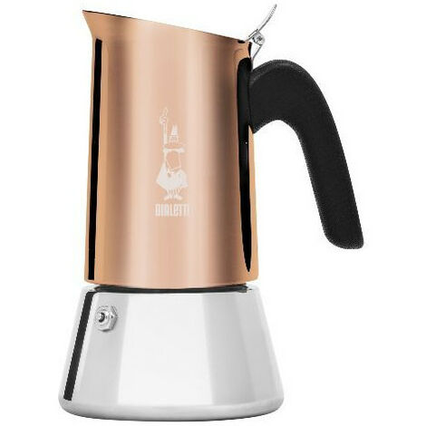 Cafetière italienne 4 tasses – Acier inoxydable 18/10 et cuivre – Compatible tous feux – Bec verseur anti-goutte – Bialetti