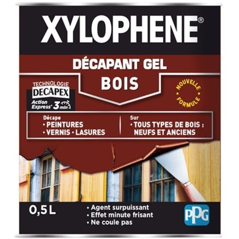 Gel décapant pour bois – Action rapide en 3 minutes – Application précise sans coulures – Compatible tous types de bois – Xylophene