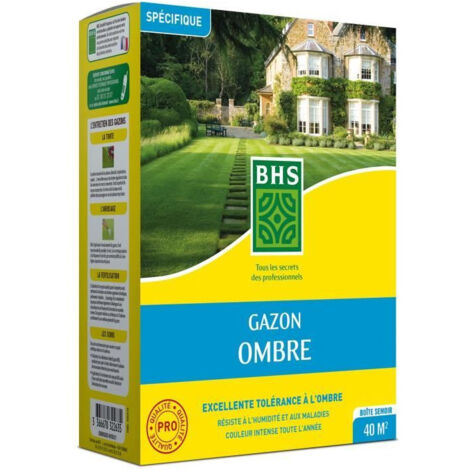 Gazon - BHS - Gazon Ombre 1kg  40m²  Résistant a la faible luminosité et aux zones ombragées.
