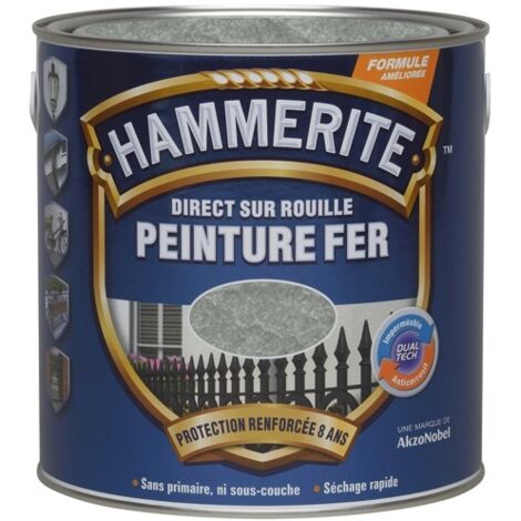 Peinture antirouille fer martelé 0.25l gris argent – Finition lisse ou martelée – Protection durable contre la rouille – Julien