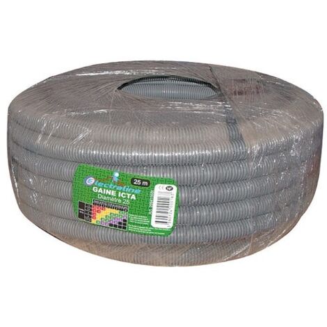 Electraline – Gaine électrique ICTA 25mm² – Longueur 25m – Protection câbles dans cloisons et dalles – Conduit annelé pour installations électriques