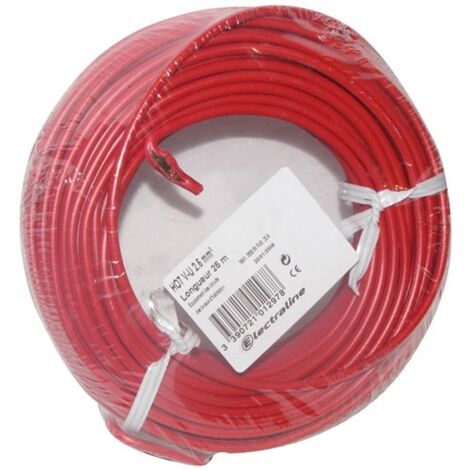 Câble H07vu 1x2.5 25m Rouge Couronne - Electraline