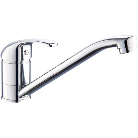 Eurosanit – Mitigeur d’évier bas – Corps laiton finition chrome – Bec mobile et poignée métallique – Aérateur mousseur M24x100