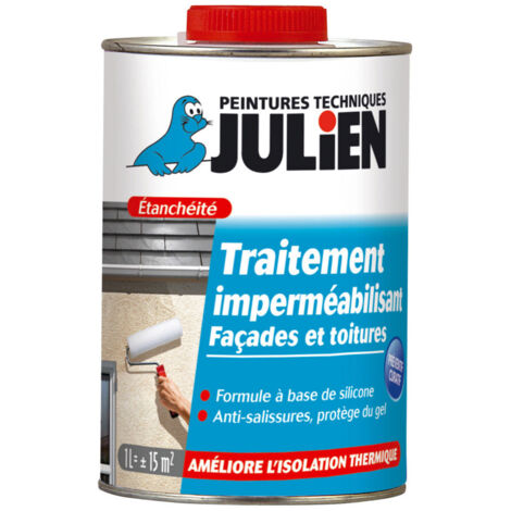 Julien – Protection imperméable hydrofuge 1l – Pour murs extérieurs et façades – Séchage rapide 2h – Surface couverte 15m² (1/2)