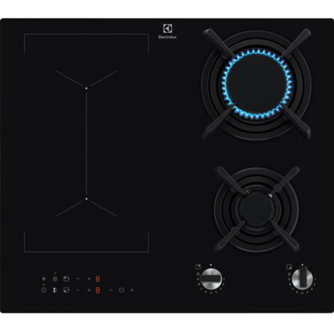 Electrolux – Plaque de cuisson mixte 2 feux gaz 2 feux induction – 2 foyers Ø 18 cm 2,8 kW – Commandes StepPower – Sécurité gaz par thermocouple (1/5)