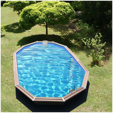 Piscine bois octogonale 8,90 x 4,20 x H. 1,29 m – Margelle composite 29 cm – Filtration à sable 11 m3/h – Liner 60/100 – Water Clip (1/5)