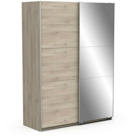 Armoire à vêtements 148cm avec miroir & 3 portes - blanc Campagne