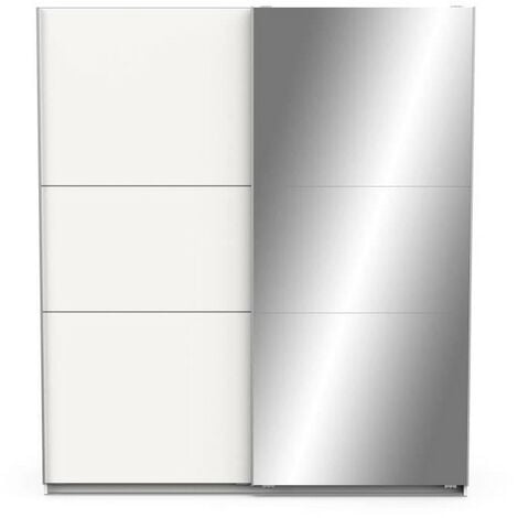 Façade de placard coulissante 1 porte décor blanc mat, décor gris