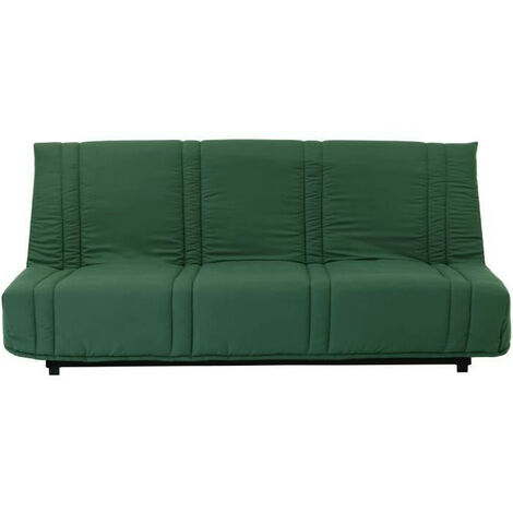 Clic clac 3 places LENA 20 - Tissu coton vert foret - Couchage 125x190 cm - L193 x P92 x H93 cm (1/4)